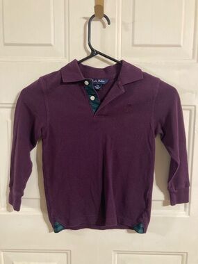 Brooks Brothers Kids Plum Long-Sleeve Polo with Green Trim